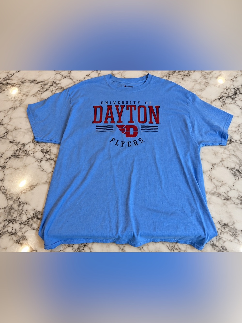 Champion University of Dayton Flyers T Shirt Mens XL Blue NCAA College UD Logo